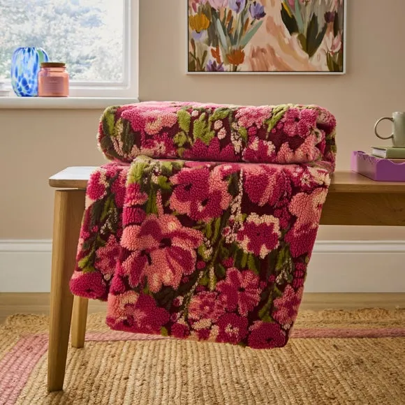 Floral Jacquard Throw Blanket 130cm x 180cm