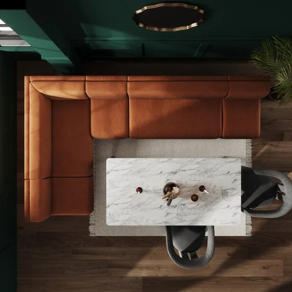 Mae Matte Plush Velvet Right Hand Dining Bench Orange Bundle 3