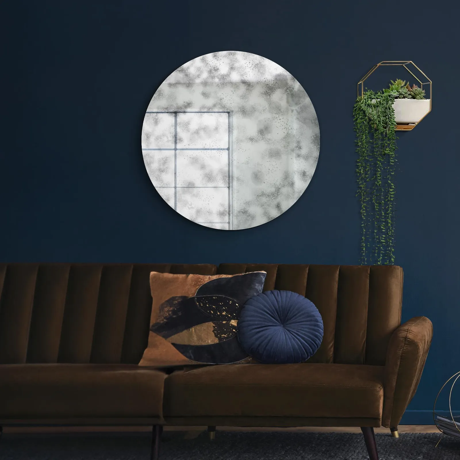 MirrorOutlet Round Circular Antiqued Mirror with Polished Edge 39"x39" (100x100CM) in Silver 2