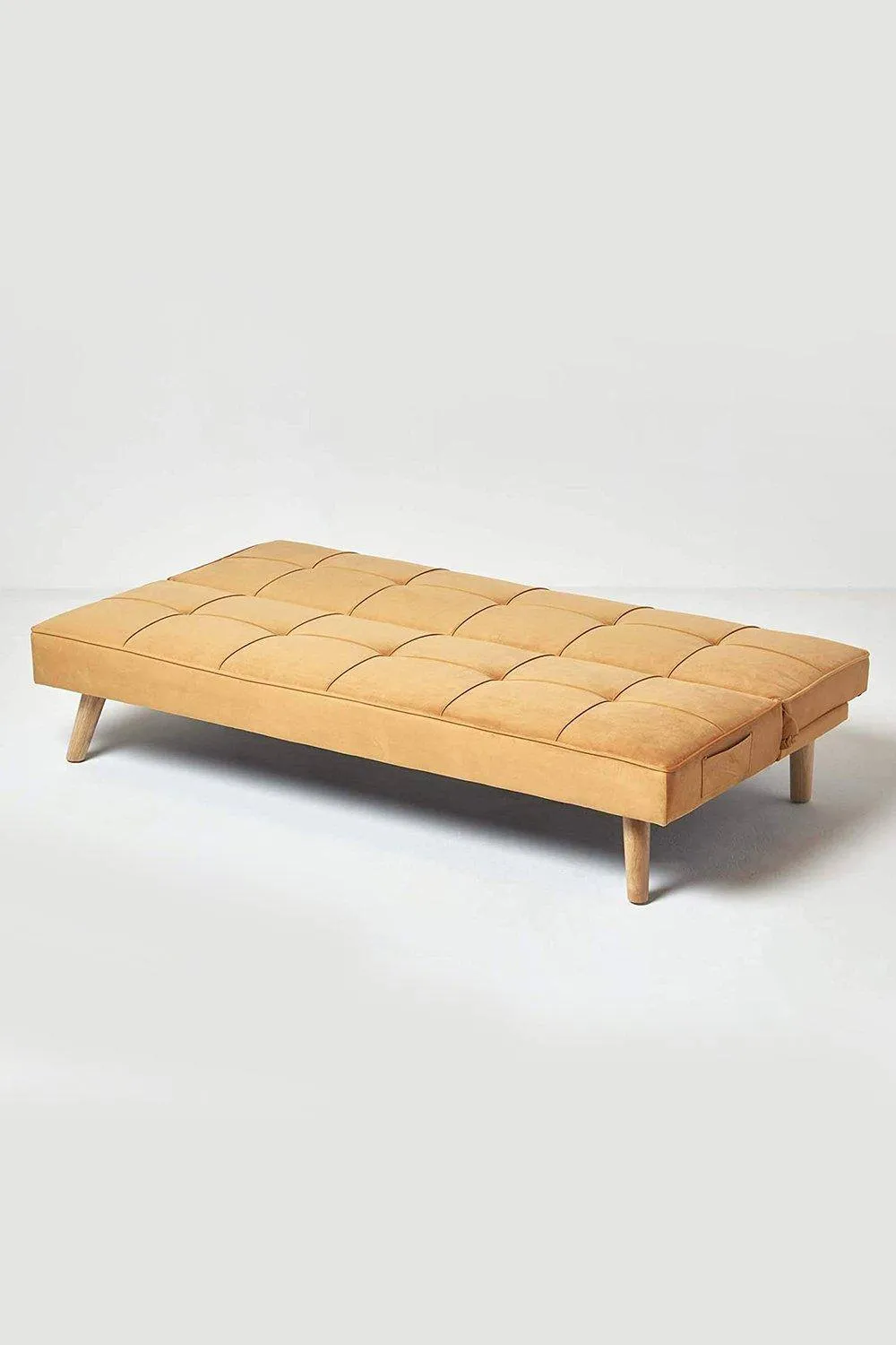 Homescapes Bower Velvet Sofa Bed in Mustard 3