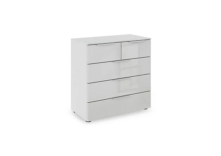 Haven 3+2 Drawer Décor Chest with Glass Front - Silk Grey/Silk Grey Front