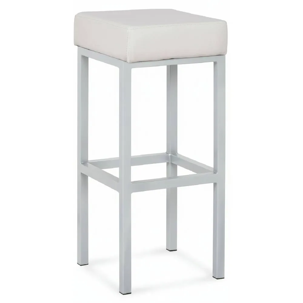 netfurniture Square Cube Shape Kitchen Bar Stool White Padded Seat