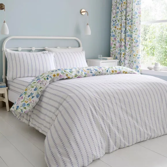 Dreams n Drapes Sweetpea Floral 100% Cotton Duvet Cover & Pillowcase Set 2