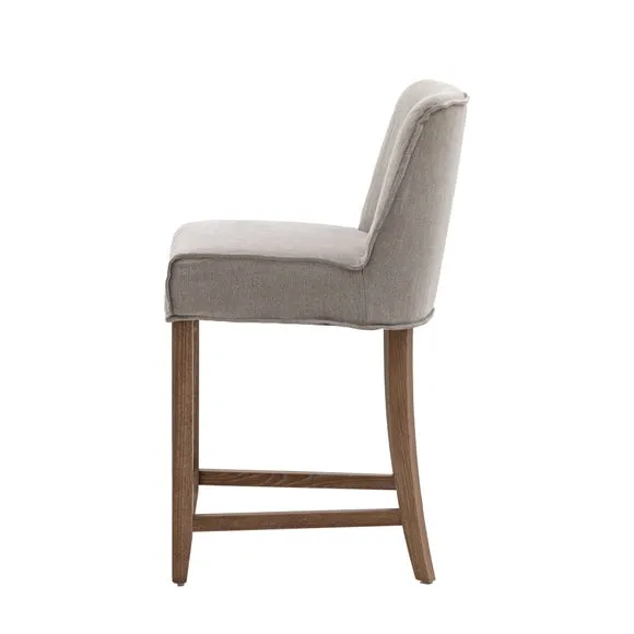 Thane Set of 2 Bar Stools, Grey Linen 6