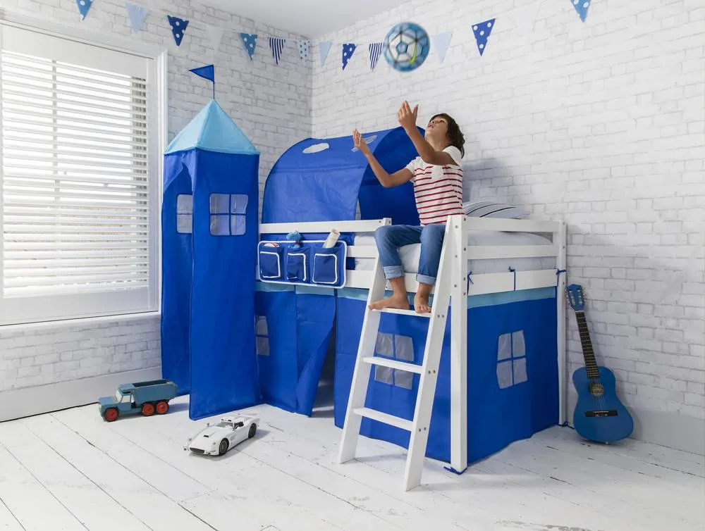 Nöa and Nani Moro Cabin Bed Midsleeper with Blue NW Package in White 2