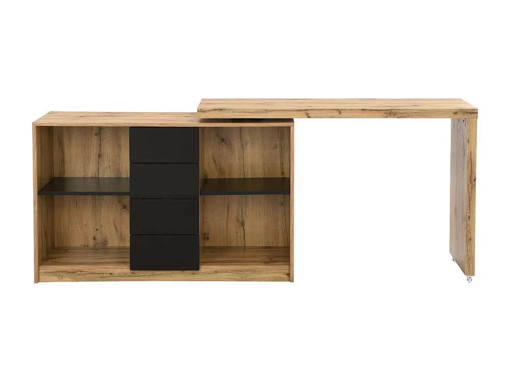Vente-unique Extendable Desk With 360° Swivel Top - MDF - Natural & Black 6