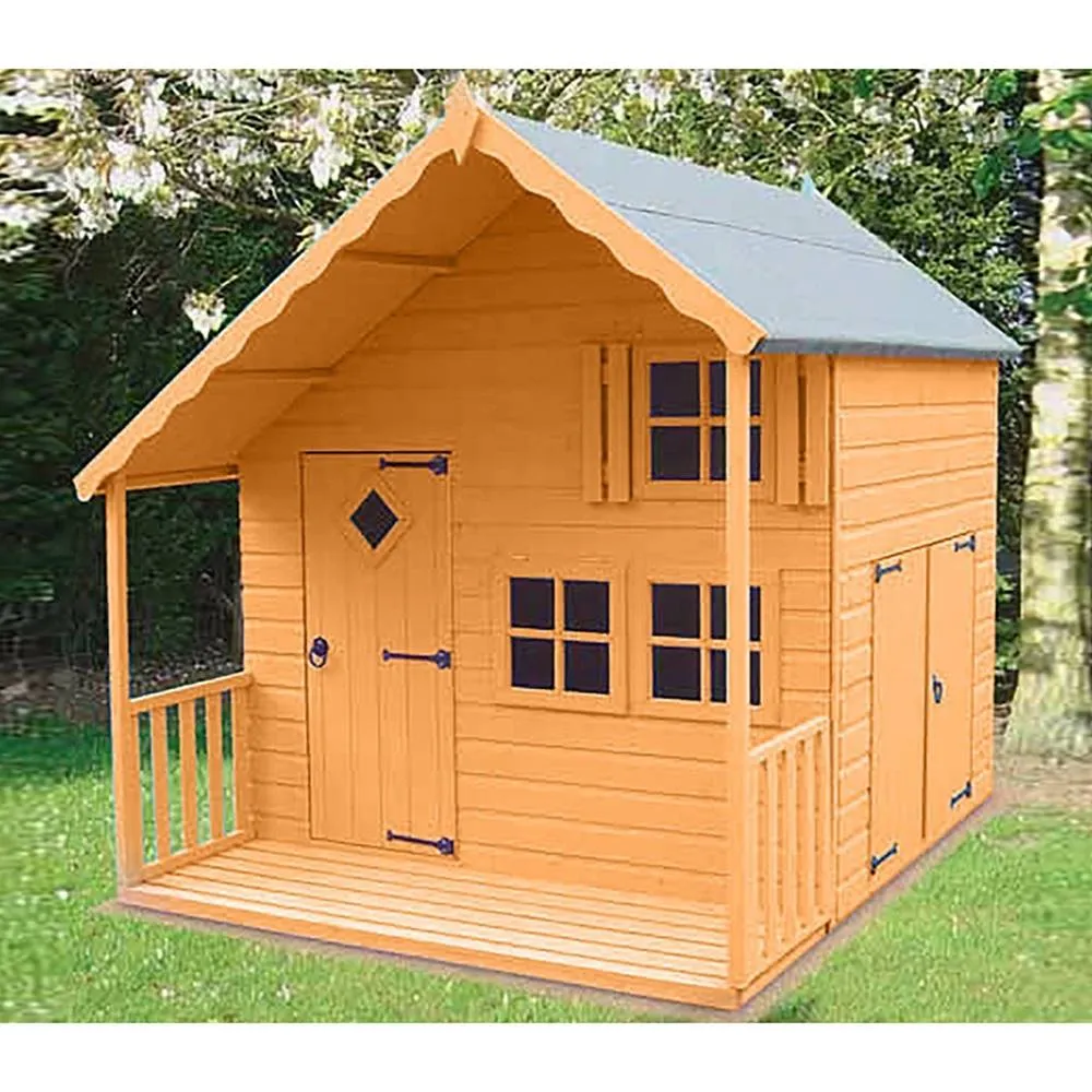 Shires Crib 7 x 6 Feet Single Door with Three Windows Playhouse in Light Brown