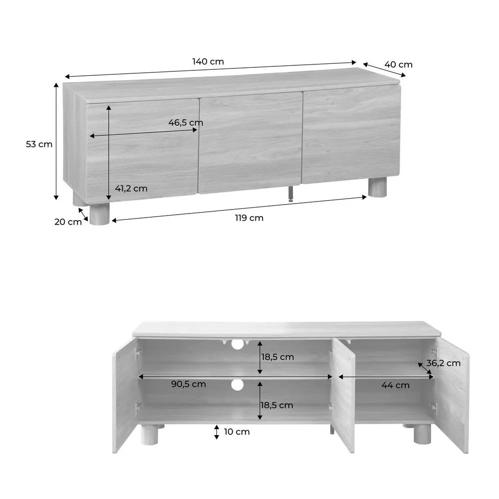 sweeek TV Stand 140cm 3 doors wood decor in Brown 5
