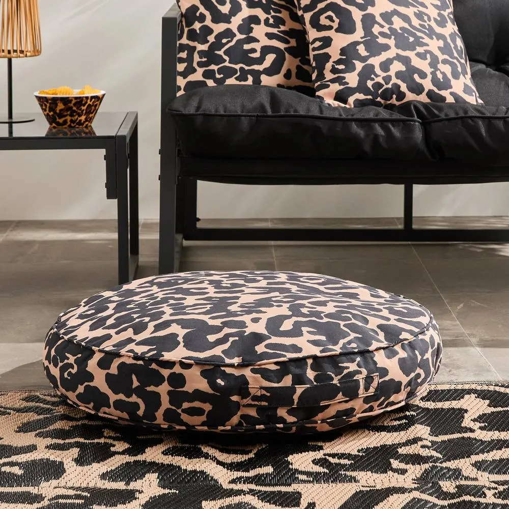OHS Large Outdoor Cushion Round Decorative Floor Garden Water Resistant in Brown