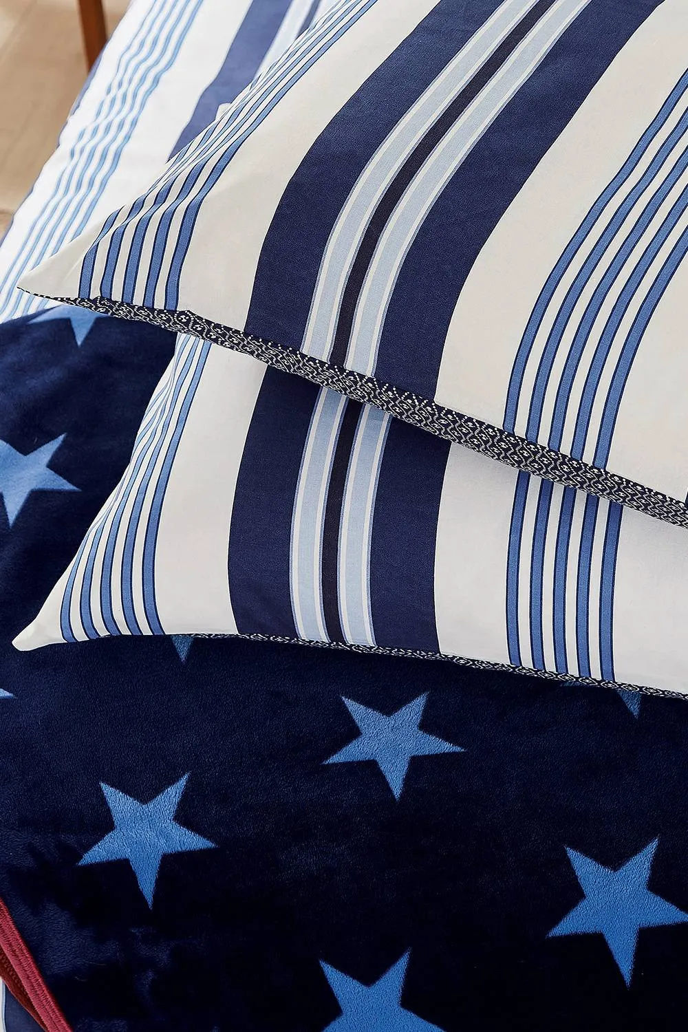Helena Springfield 'Huntington Stripe' Cotton Duvet Cover Set in Blue 5