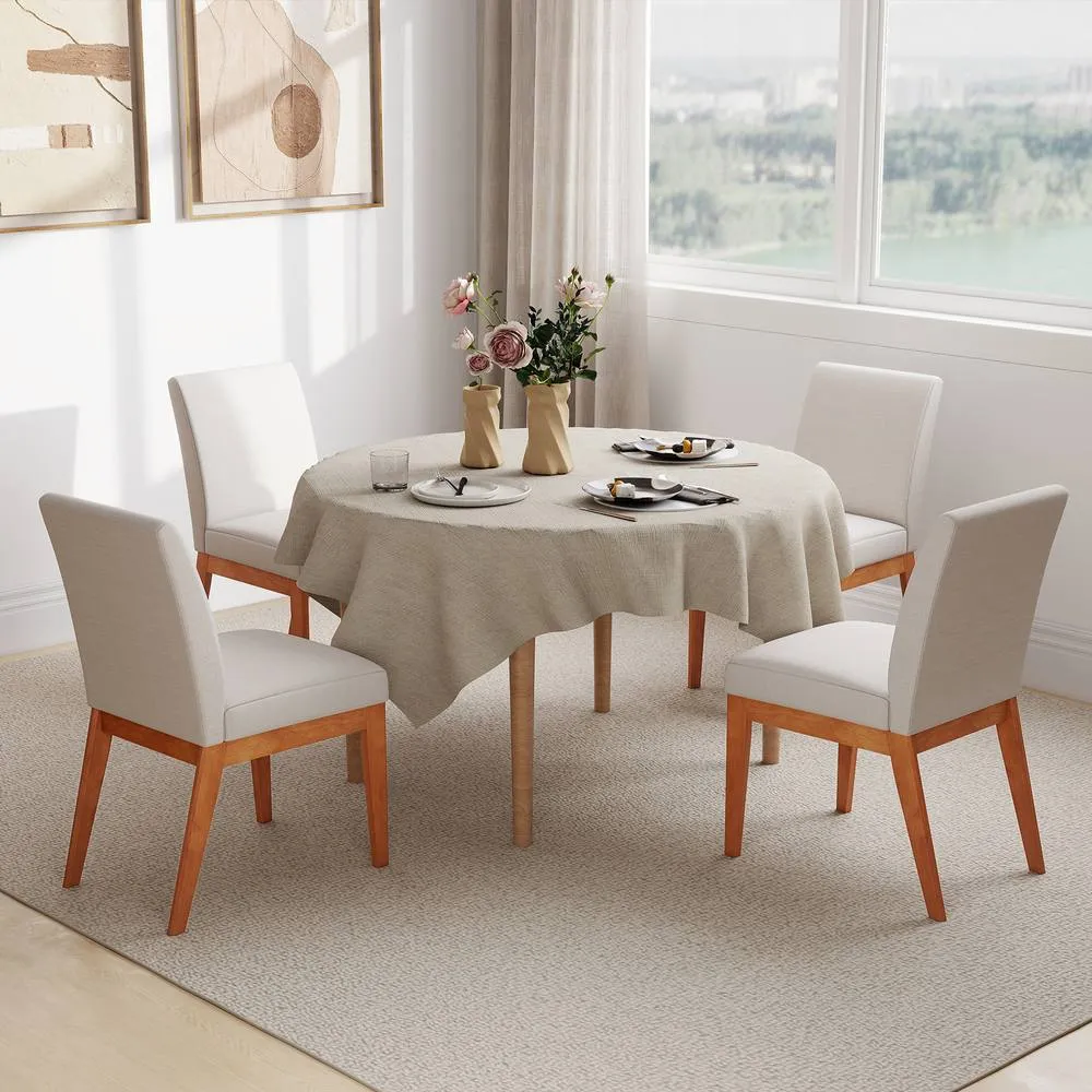 Costway 2PCS Modern Kitchen Dining Chair Upholstered Armless Accent Chair in Beige 6