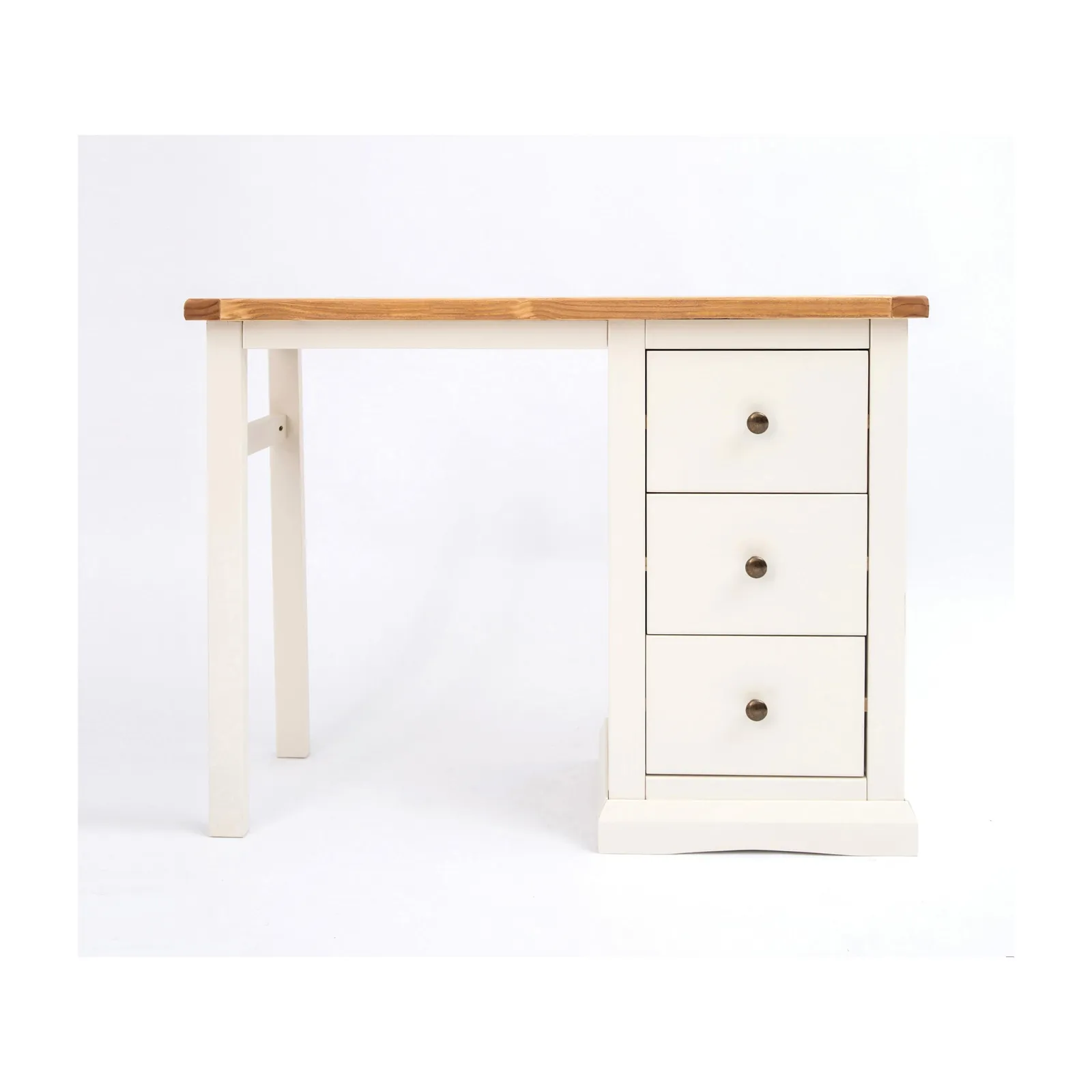 Cabinet Bits Castelli 3 Drawer Desk - Dressing Table Brass Knob in Off-White