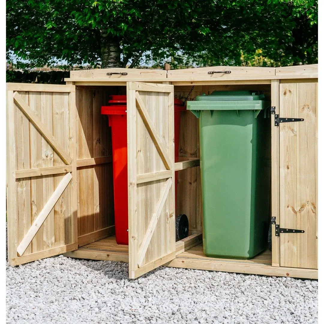 Buttercup Farm Chatburn Sextet Wheelie Bin Store, Timber - Fits 6 x 140L Wheelie Bins in Brown 5