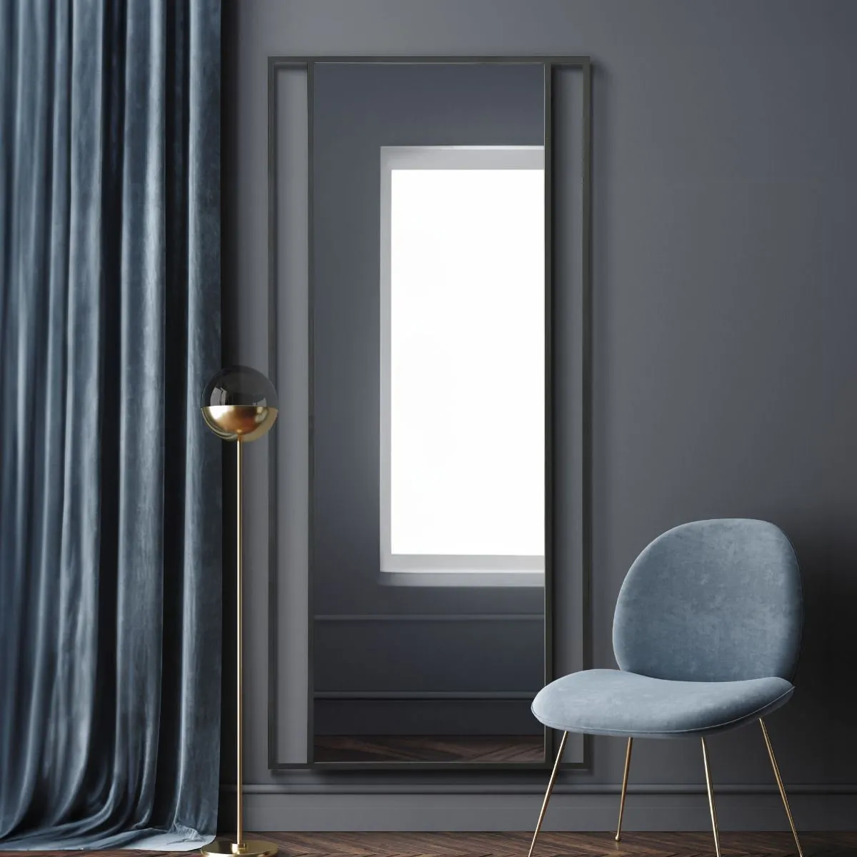 MirrorOutlet Black Modern Wall & Leaner Mirror 79" X 35" (200 x 90CM) 6