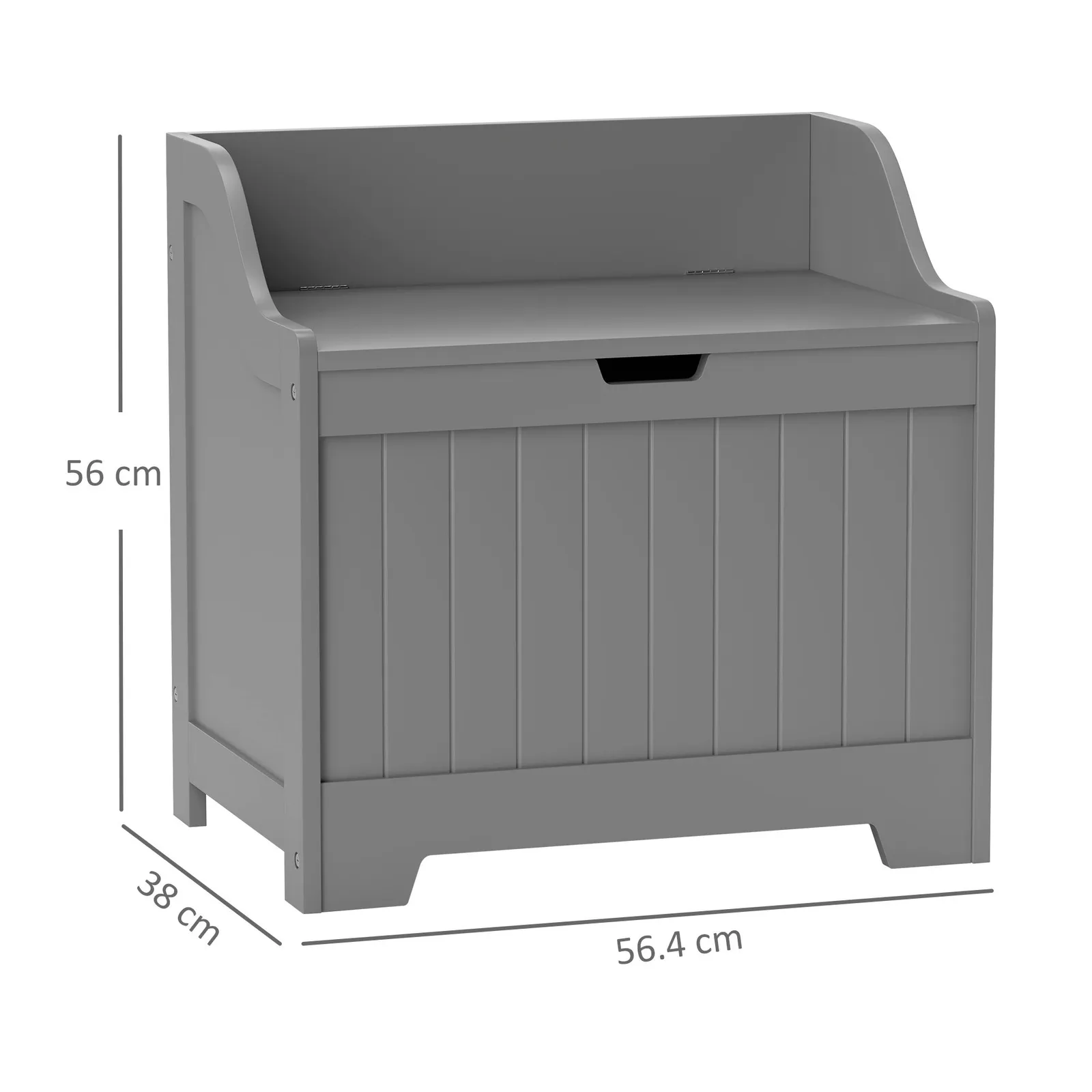 HOMCOM Storage Trunk with Safety Hinge for Living Room, 56.4cm in Grey 3