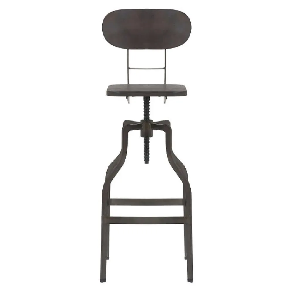 netfurniture Bolzing Retro Industrial Kitchen Bar Stool Espresso Wood Seat in Brown 4