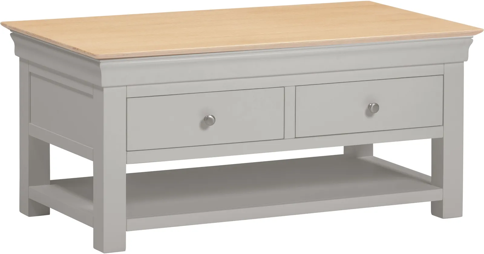 Seconique Bordeaux 2 Drawer Coffee Table (Fully Assembled) in Light Grey 2