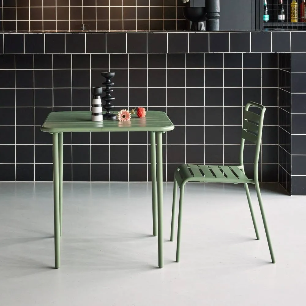sweeek 2-seater Square Steel Garden Table in Green 3