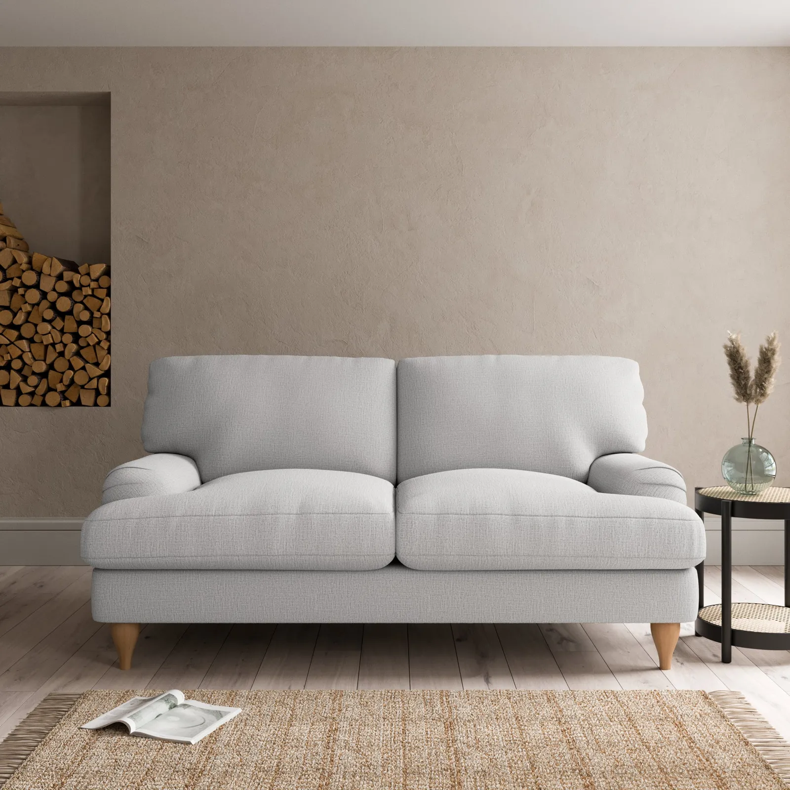 Darwin Textured Weave 2 Seater Sofa Silver
