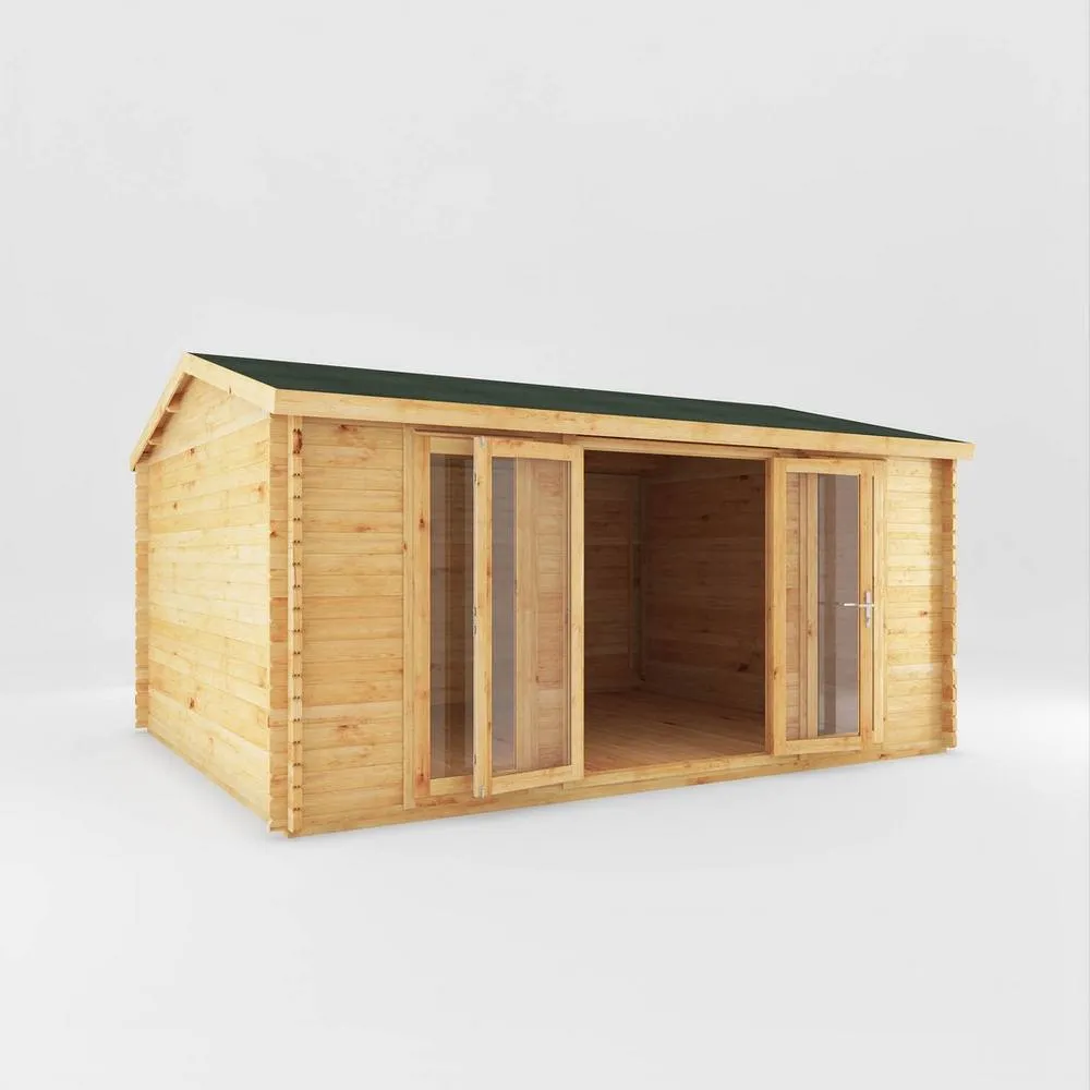 Mercia Home Office Studio Log Cabin - 28 mm - L414.1 x W503.6 x H272.5 cm in Light Tan 2