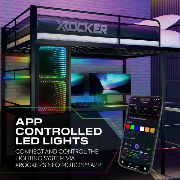 X Rocker Battle Infinity RGB High Sleeper Bunk Bed with Desk 3