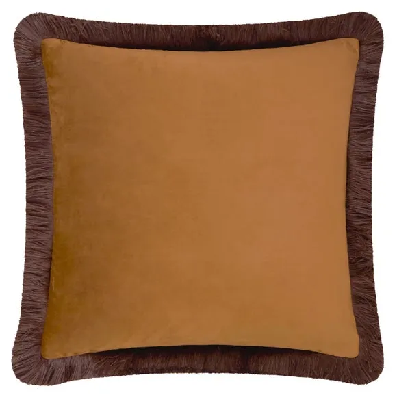 Furn. Halo Fringed Velvet Square Cushion 2