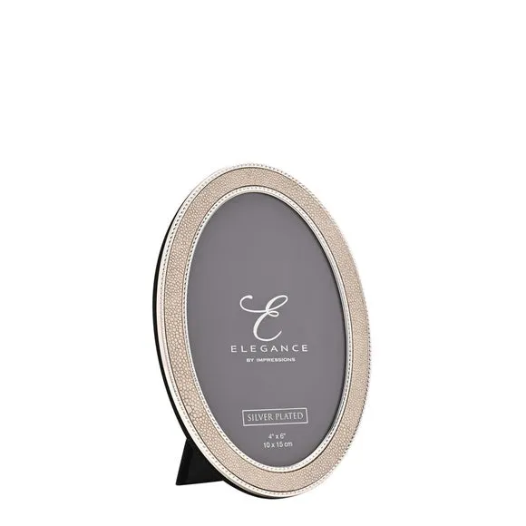 Elegance Metal Plated Faux Shagreen Oval Photo Frame