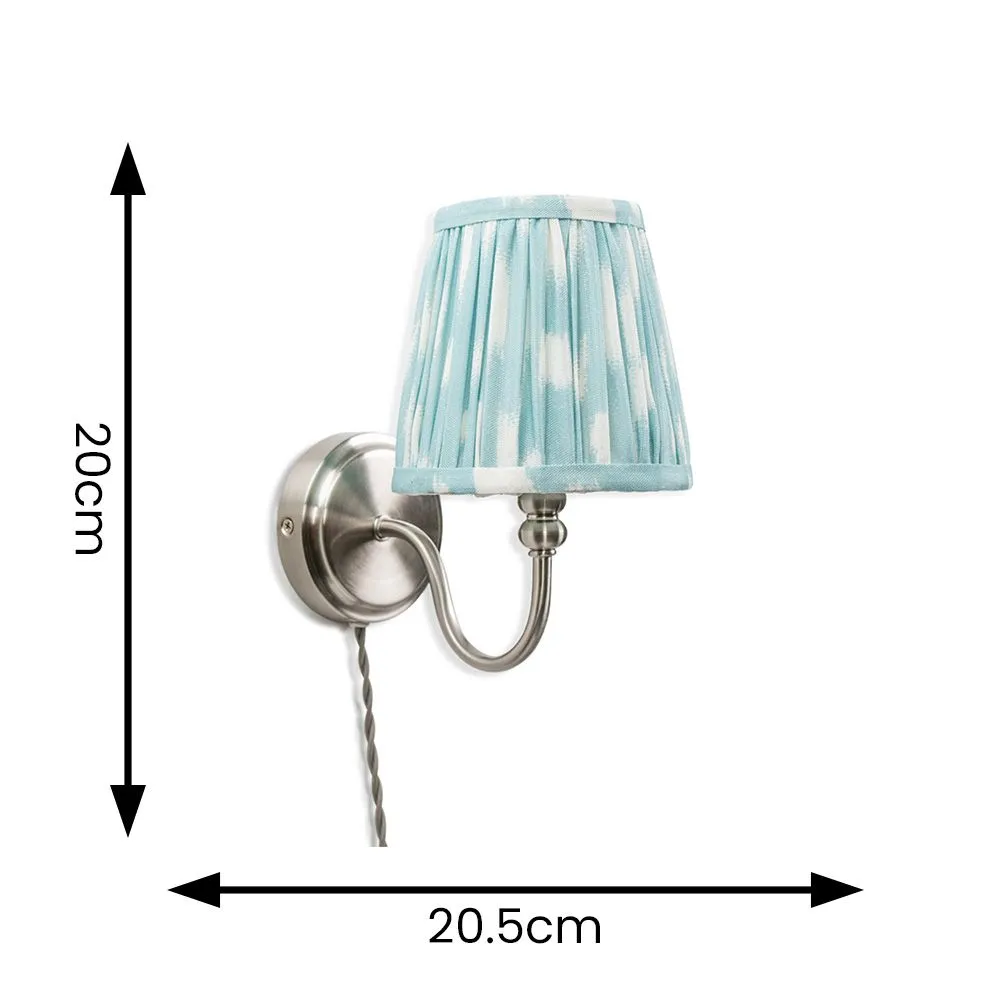 ValueLights Plug In Brushed Chrome Wall Light with Blue Pleated Fabric Tapered Lampshade 5