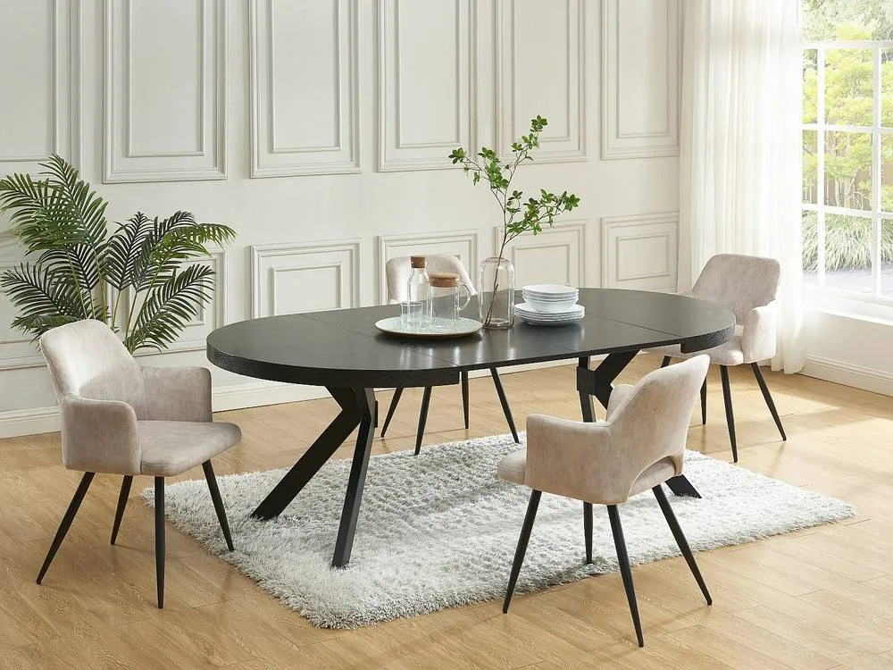 Vente-unique 4 - 8 Seater Extendable Dining Table - MDF & Steel - Black - KOMONI 5
