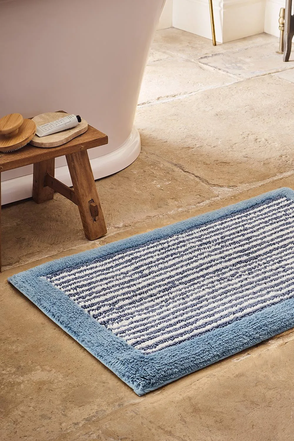 CHRISTY 'Portobello Stripe' Coastal Inspired Bath Rugs in Blue