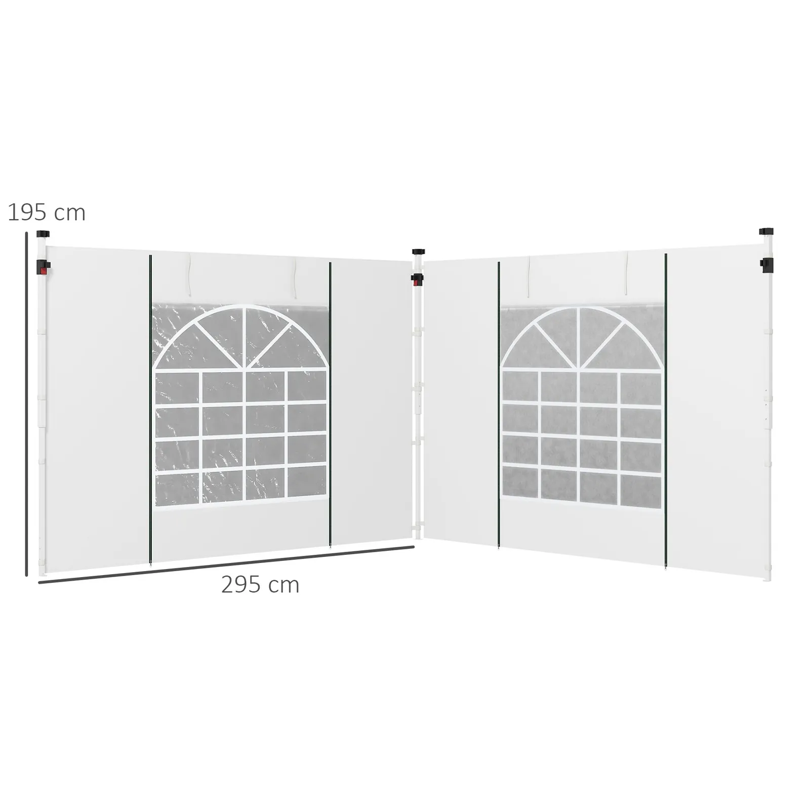 OUTSUNNY 3x3(m) or 3x6m Pop Up Gazebo Side Panels Replacement, 2 Pack in White 3