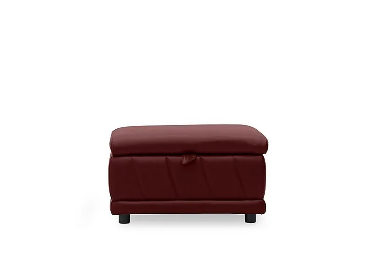 Genius Leather Storage Footstool - Montana Ruby