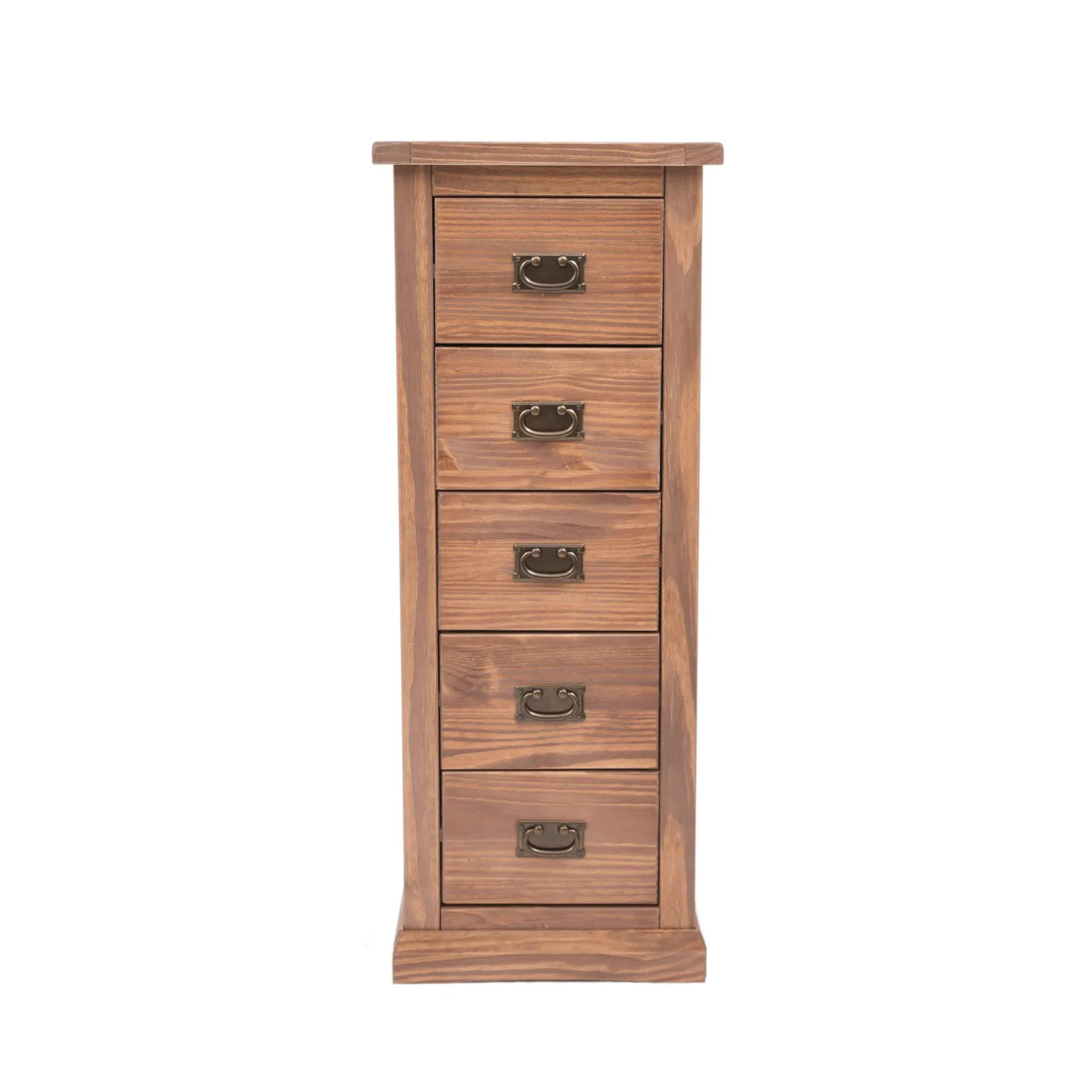 Cabinet Bits Tirolo 5 Drawer Narrow Chest of Drawers Bras Drop Handle in Brown