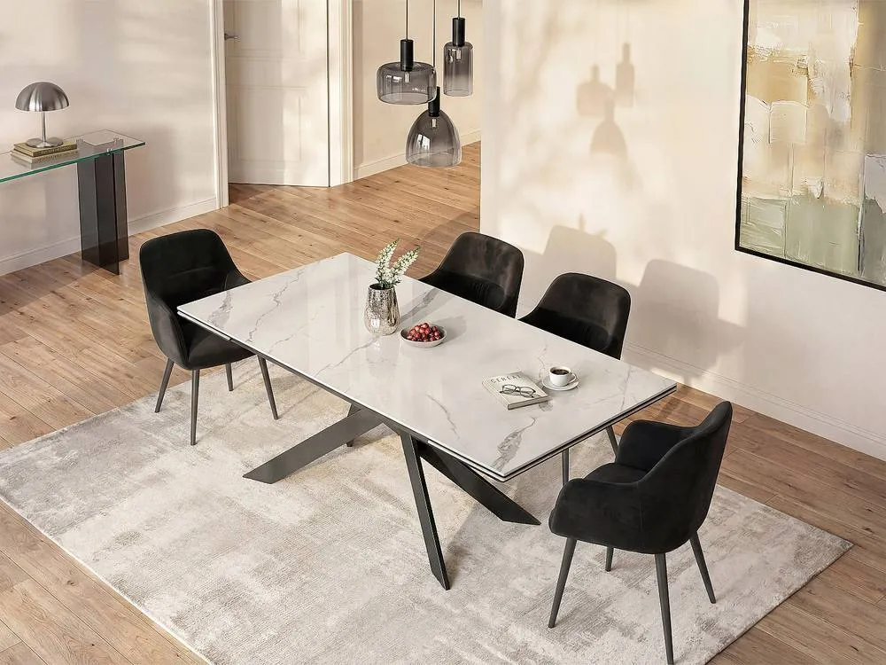 Vente-unique 8 - 12 Seater Extendable Dining Table In Ceramic, Tempered Glass, and in Grey 3