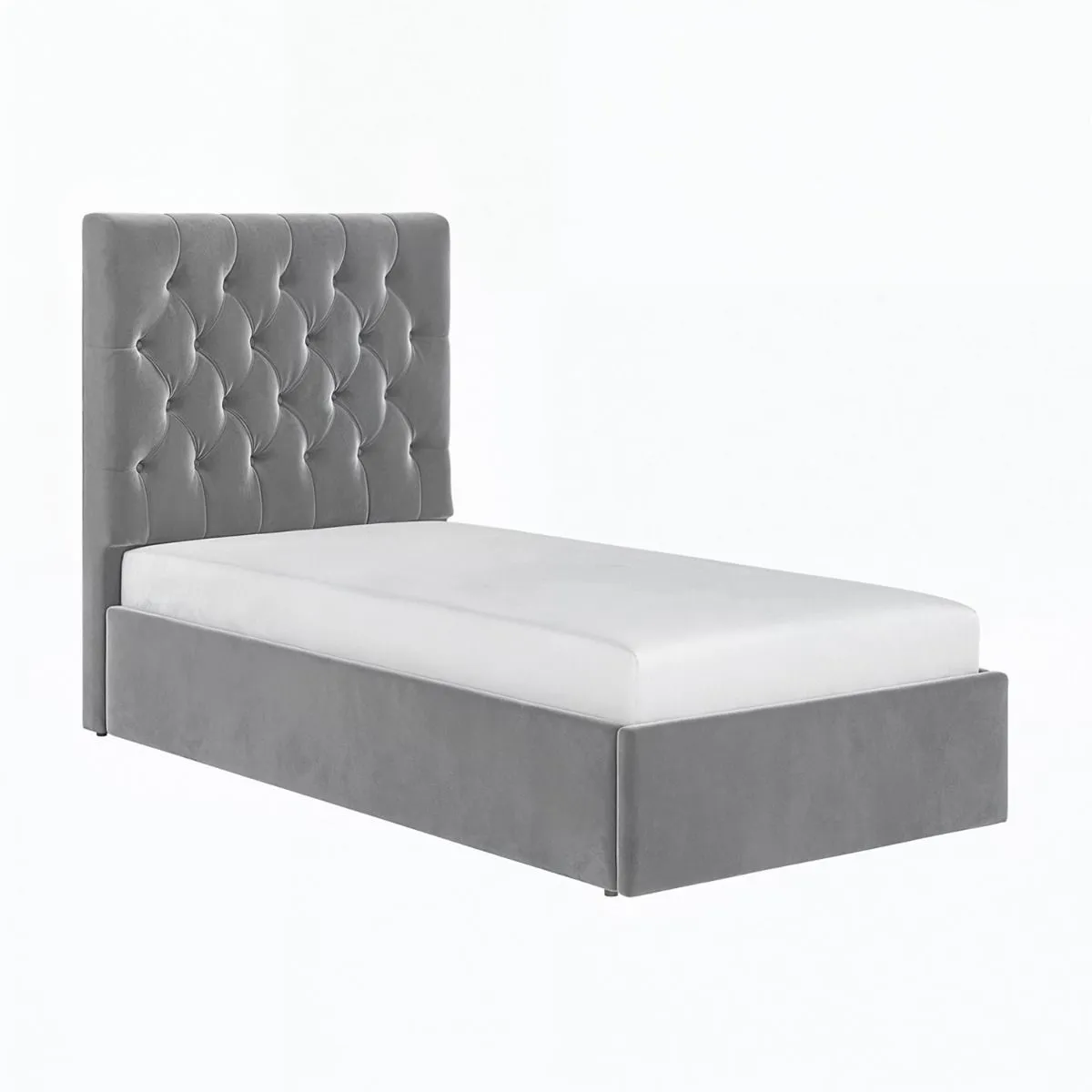 Flair Milan Velvet Single Ottoman Bed in Grey 4