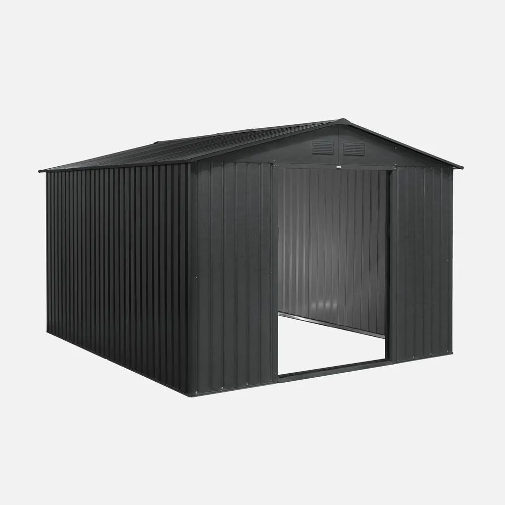 sweeek (8.7 X 10.1ft) 8.95m² Metal Garden Storage Shed in Dark Grey 3