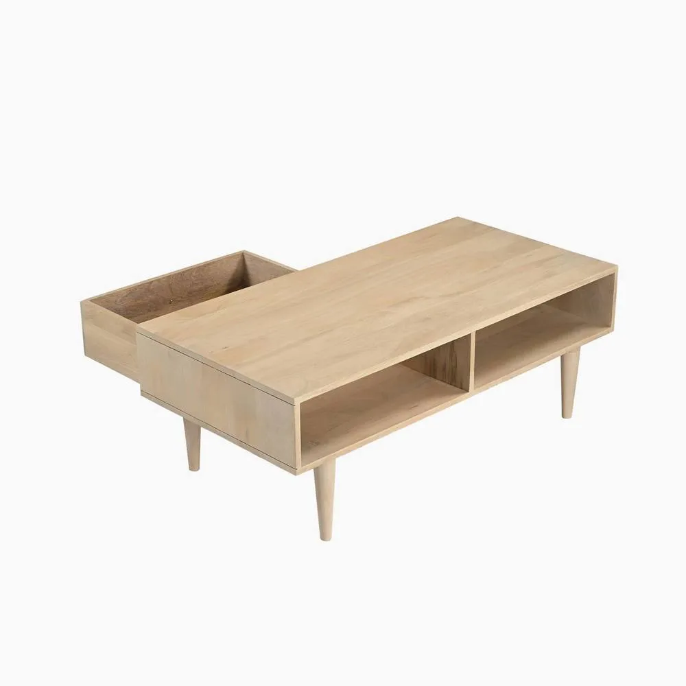 FurnitureboxUK Everest Rectangle White Oak Wood Storage Coffee Table in Light Brown 6