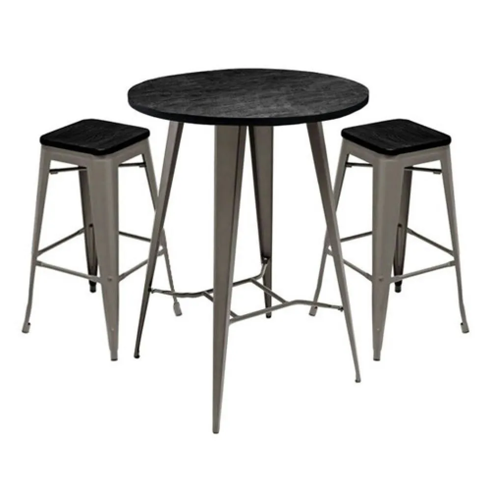 netfurniture Belgravia Bar Stool & Round Table Package in Black