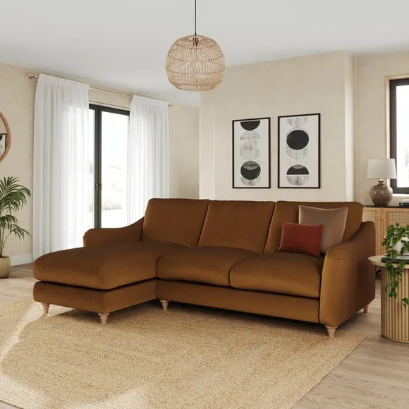 Hattie Matte Plush Velvet Corner Chaise Sofa 1