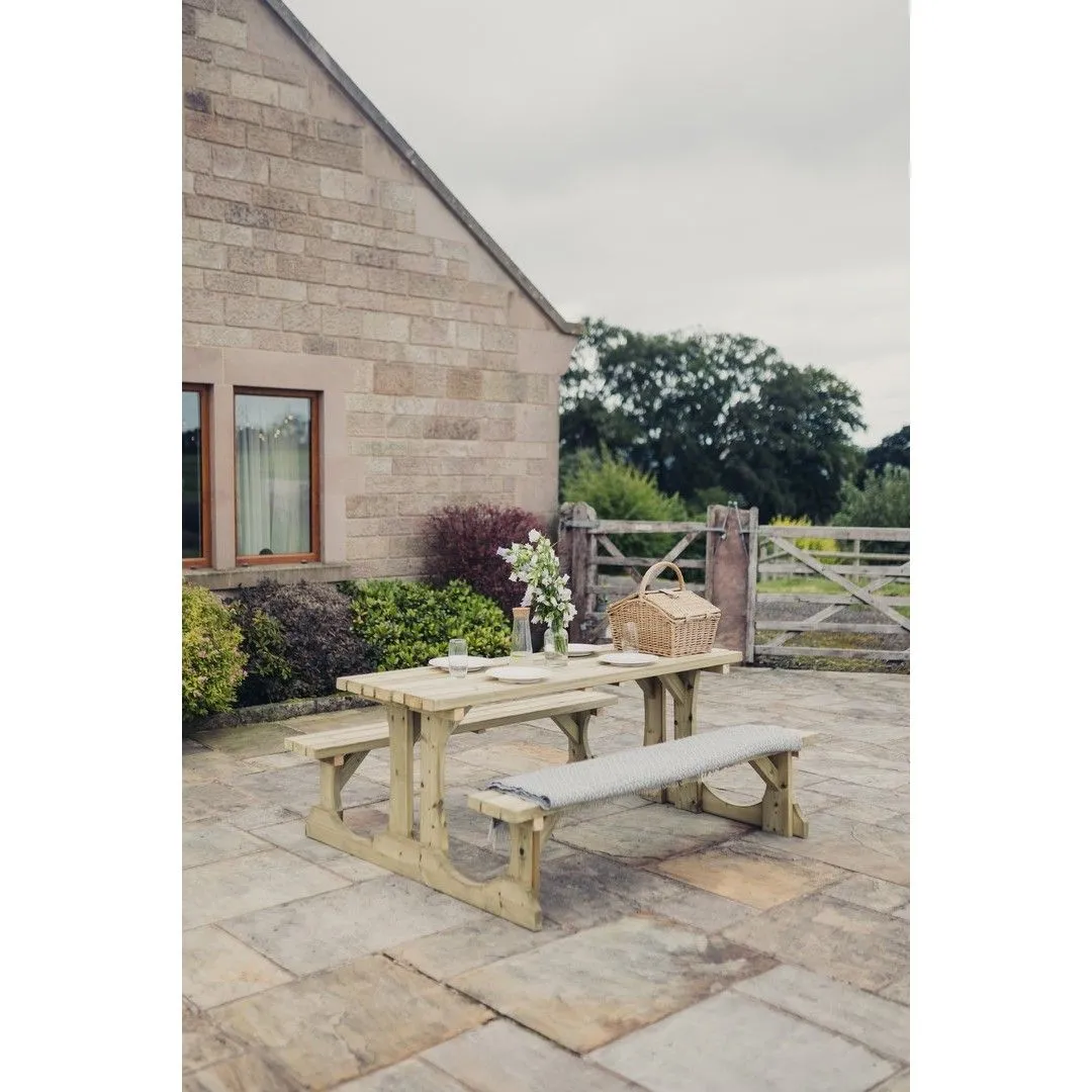 Churnet Valley Garden Furniture Ltd Lunar Picnic Table - L150 x W153 x H76 cm - Partially Assembled in Brown 3
