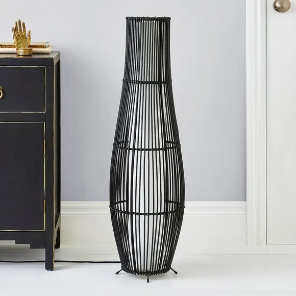 Alec Natural Cane Black Floor Lamp 2