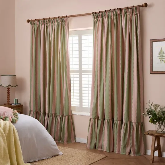 Furn. Birdie Stripe Pencil Pleat Curtains