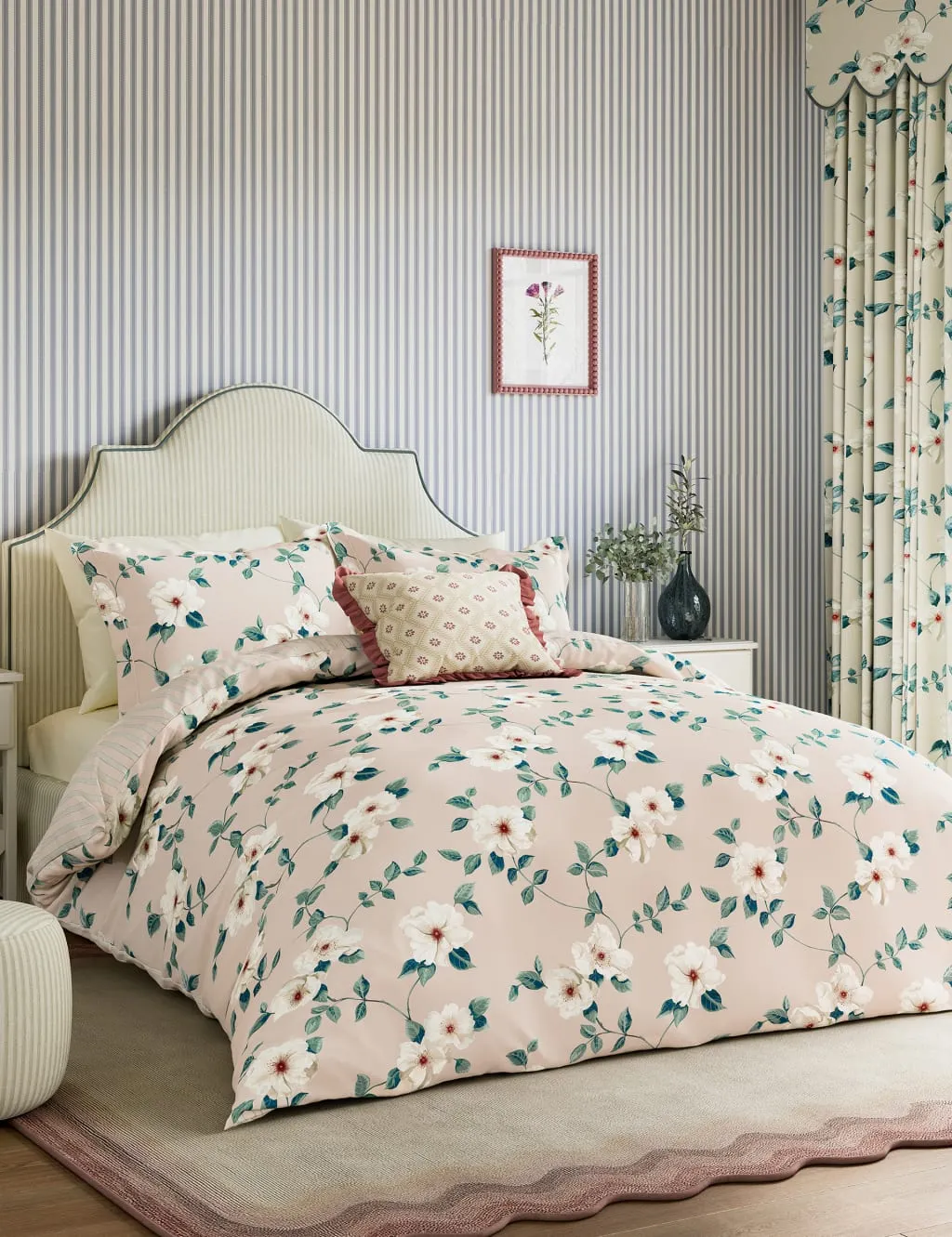 Sanderson Pure Cotton Poets Rose Bedding Set Pink