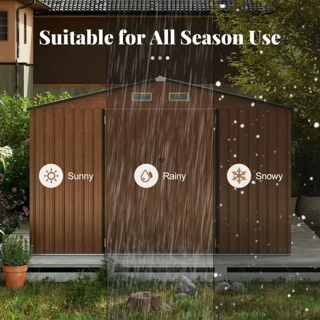 Costway 426 cm x 300 cm Outdoor Storage Shed Large Garden Tool House in Beige 6
