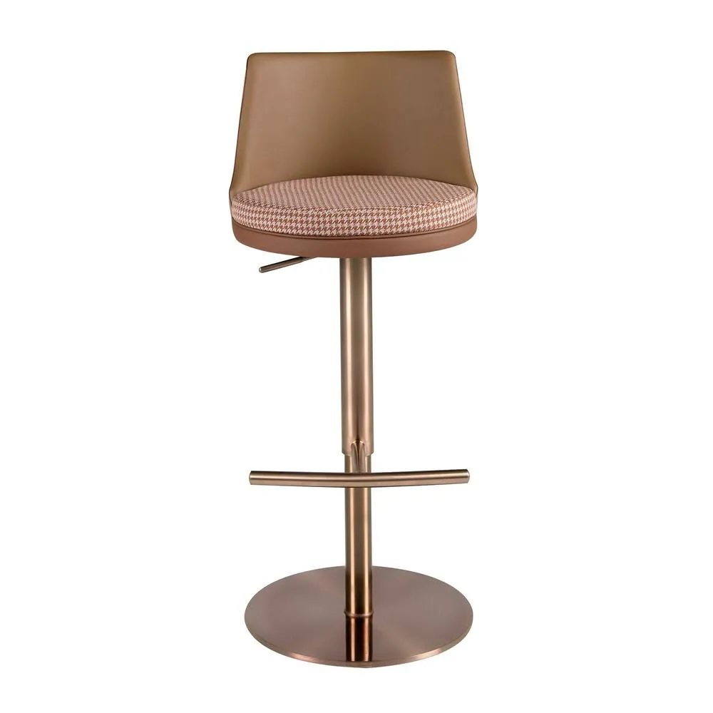 Angel Cerda Fabric Swivel Bar Stool with Leatherette Backrest in Brown 2