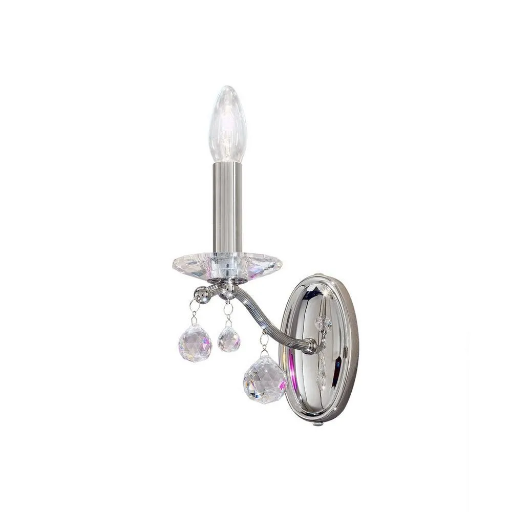 Netlighting Carmen Classic Crystal Candle Wall Light Polished Chrome 1x E14 in Silver