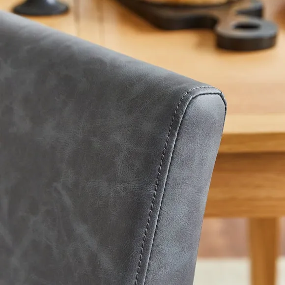 Hugo Set of 2 Dining Chairs, Distressed Faux Leather 3