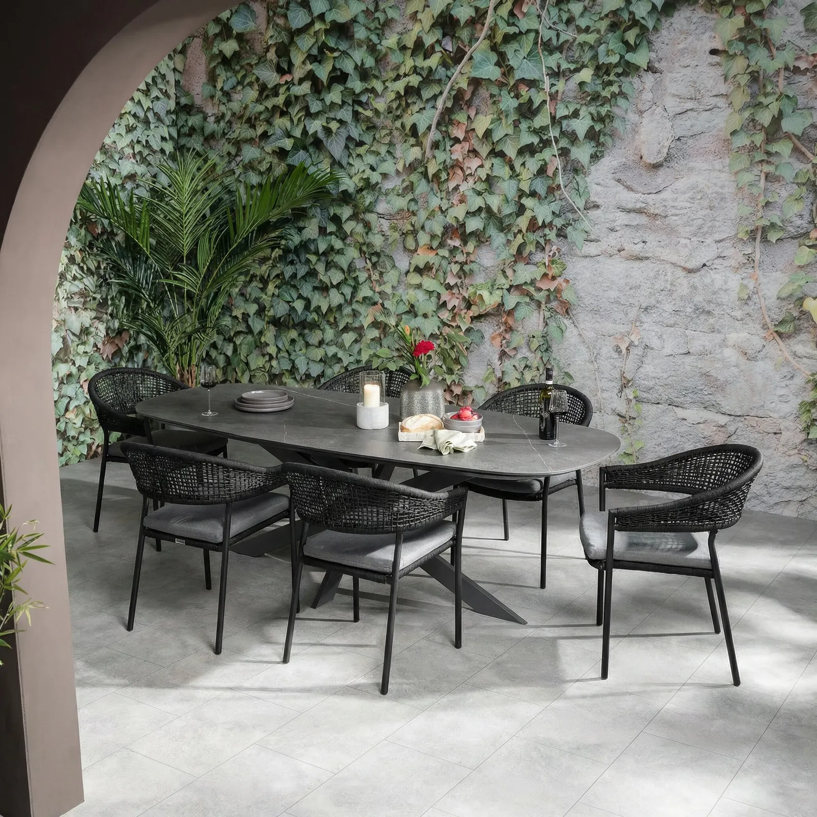 Torino 6 Seater Dining Set, Rope, Grey | Barker & Stonehouse 2