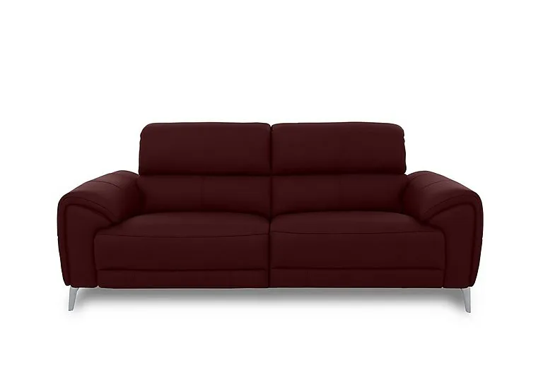 Vino Leather 3 Seater Power Recliner Sofa with Power Headrests and Heated Seats - Ruby