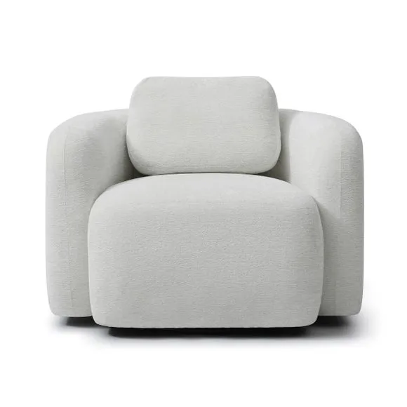 Max Natural Soft Chenille Curved Swivel Accent Chair 6